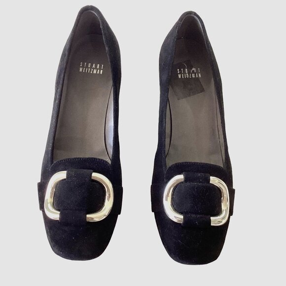 Stuart Weitzman Bucksome Black Suede Wedge Size 8.5 - Picture 1 of 12